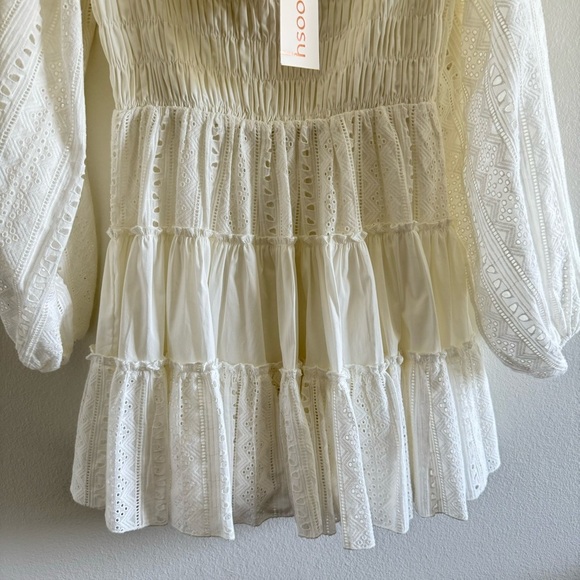 NWT Choosy White Endless Summer Eyelet Off the Shoulder Mini Dress Size Medium - Picture 5 of 15